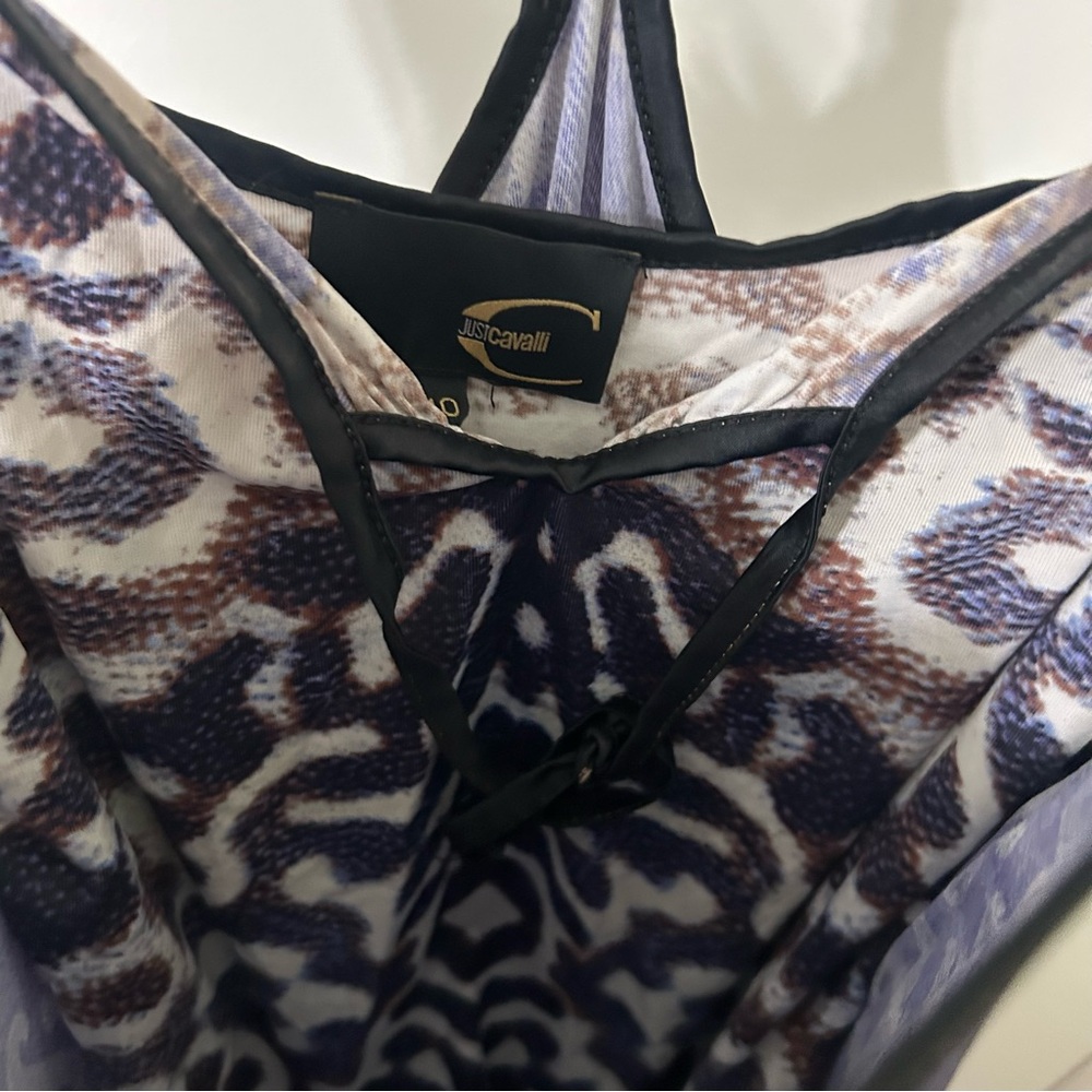 Just Cavalli Purple and Black Animal Print Sleeveless Strappy Dress | Size 40 - Picture 4 of 5